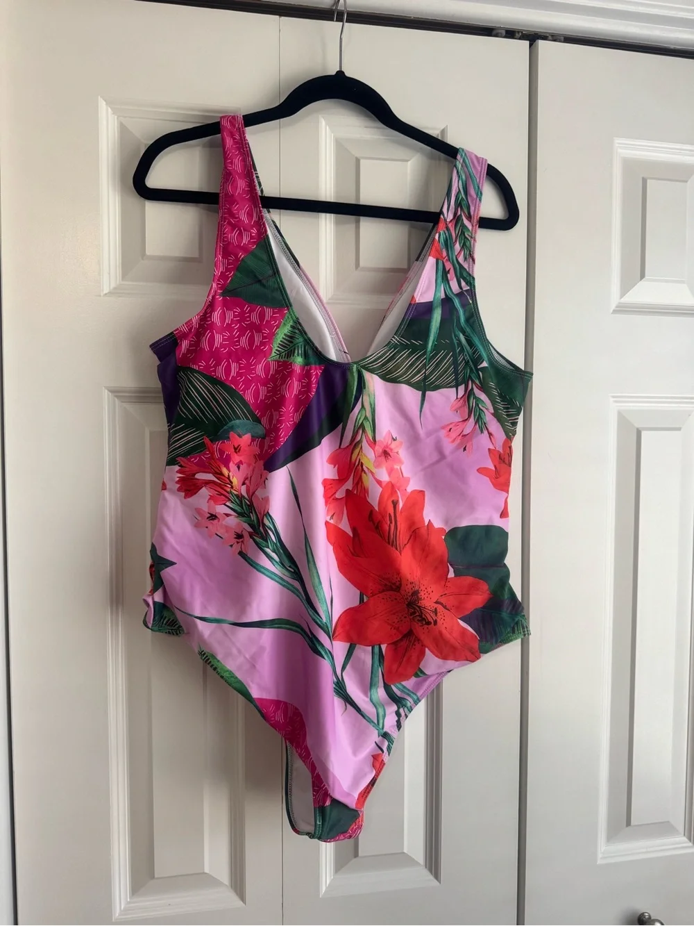 Floral V-Neck Maxi Wrap Swimsuit in Pink & Green